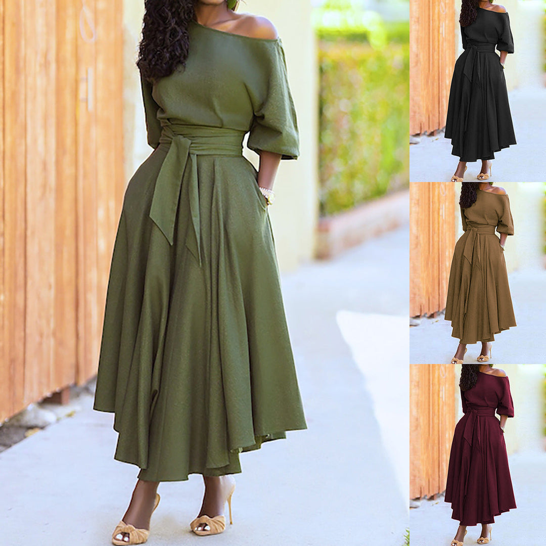 Grace Robertson | Off-Shoulder Tie Waist Maxi Dress For Women