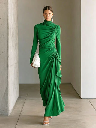 Imogen Wright | High-Neck Draped Maxi Dress For Women