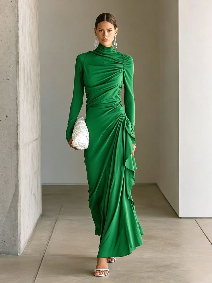 Imogen Wright | High-Neck Draped Maxi Dress For Women