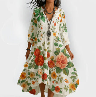 Ava Cooper | Floral V-Neck Midi Dress For Women