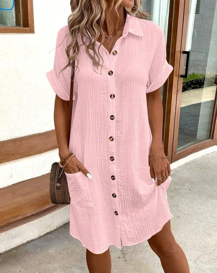 Emilia Weston | Cotton Linen Shirt Mini Dress For Women