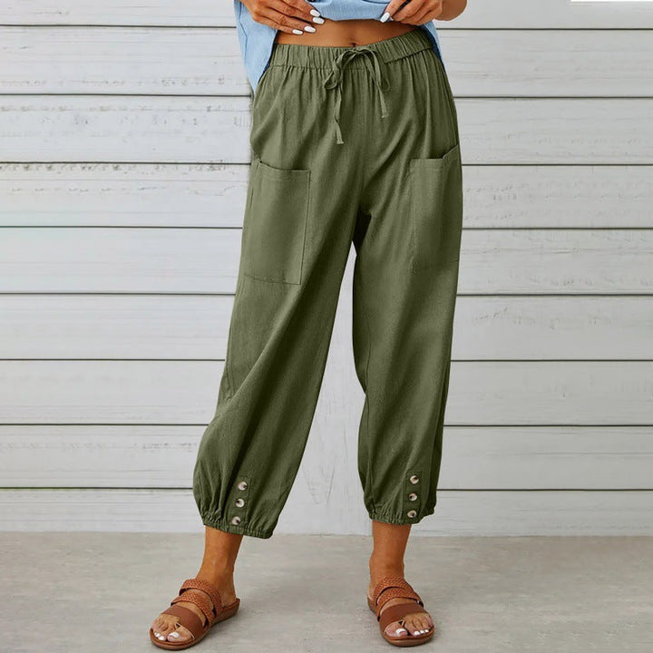 Lauren Cooper | Relaxed Drawstring Cropped Trousers For Women