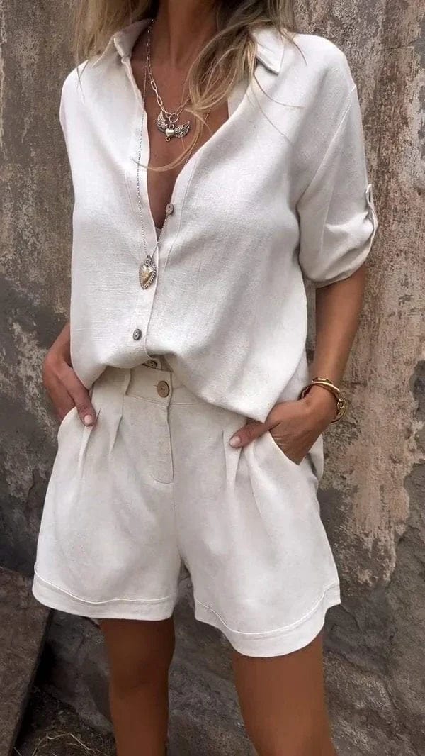 Brooke Henley | Linen Shorts & Shirt Set For Women