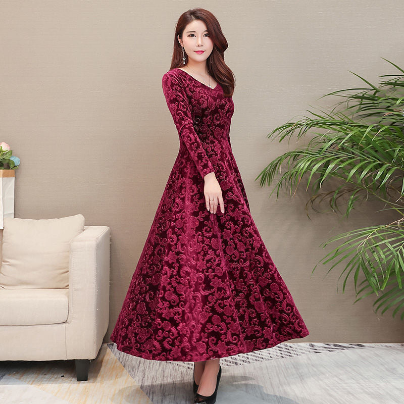 Elise Campbell | Embossed Velvet Midi Dress For Women