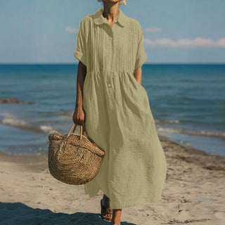 Harper Sutton | Pintuck Linen Maxi Shirt Dress For Women