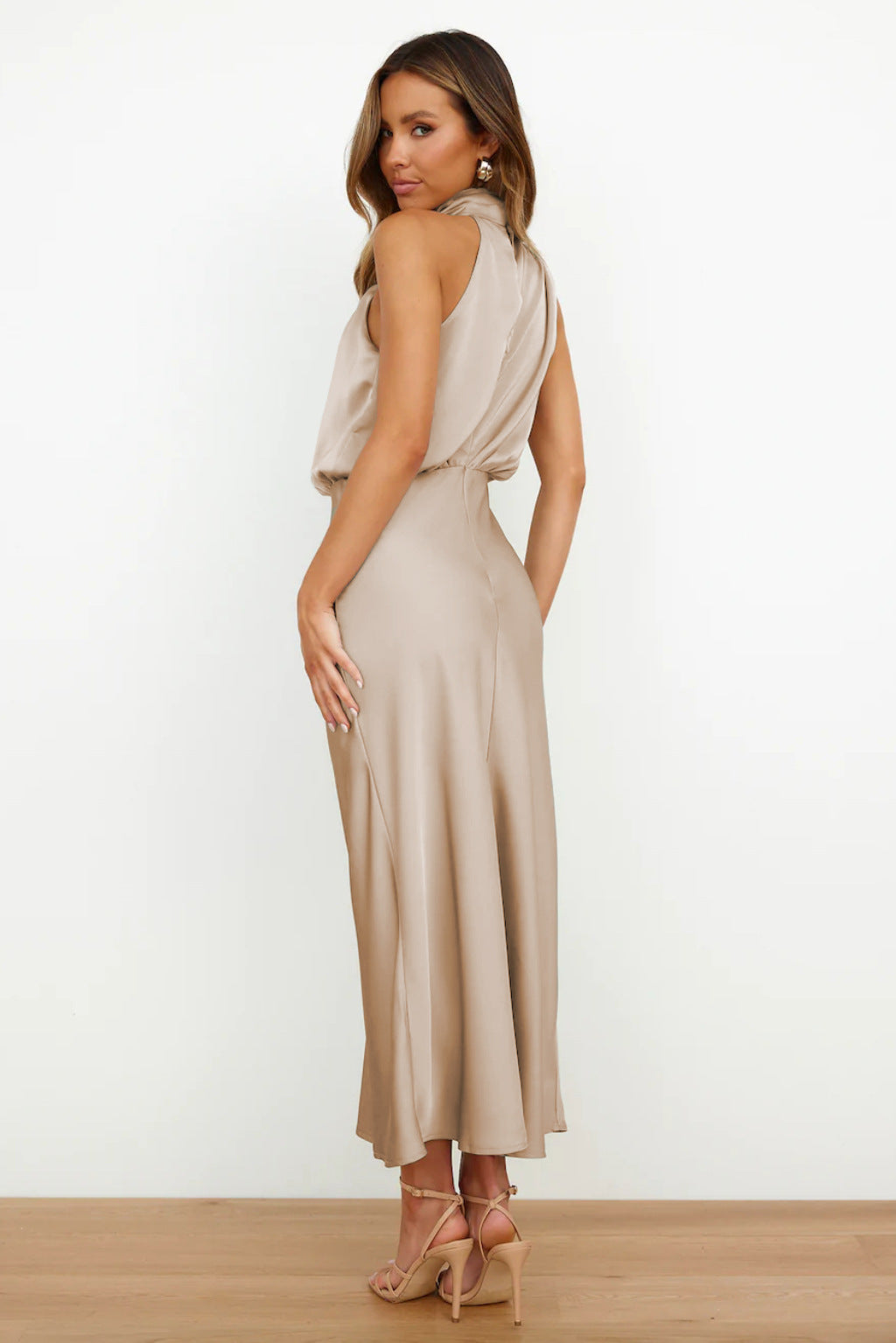 Isla Crompton | Satin Halter Midi Dress For Women