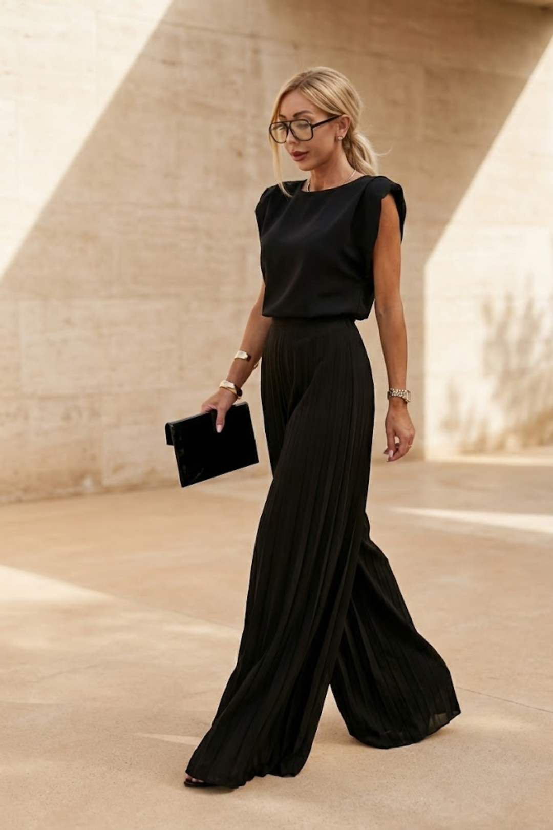Bianca Moretti | Elegant Pleated Jumpsuit For Women