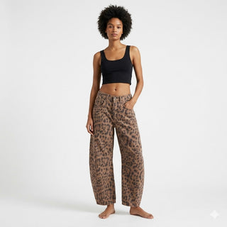 Leilani Monroe | Leopard Print Barrel Jeans For Women