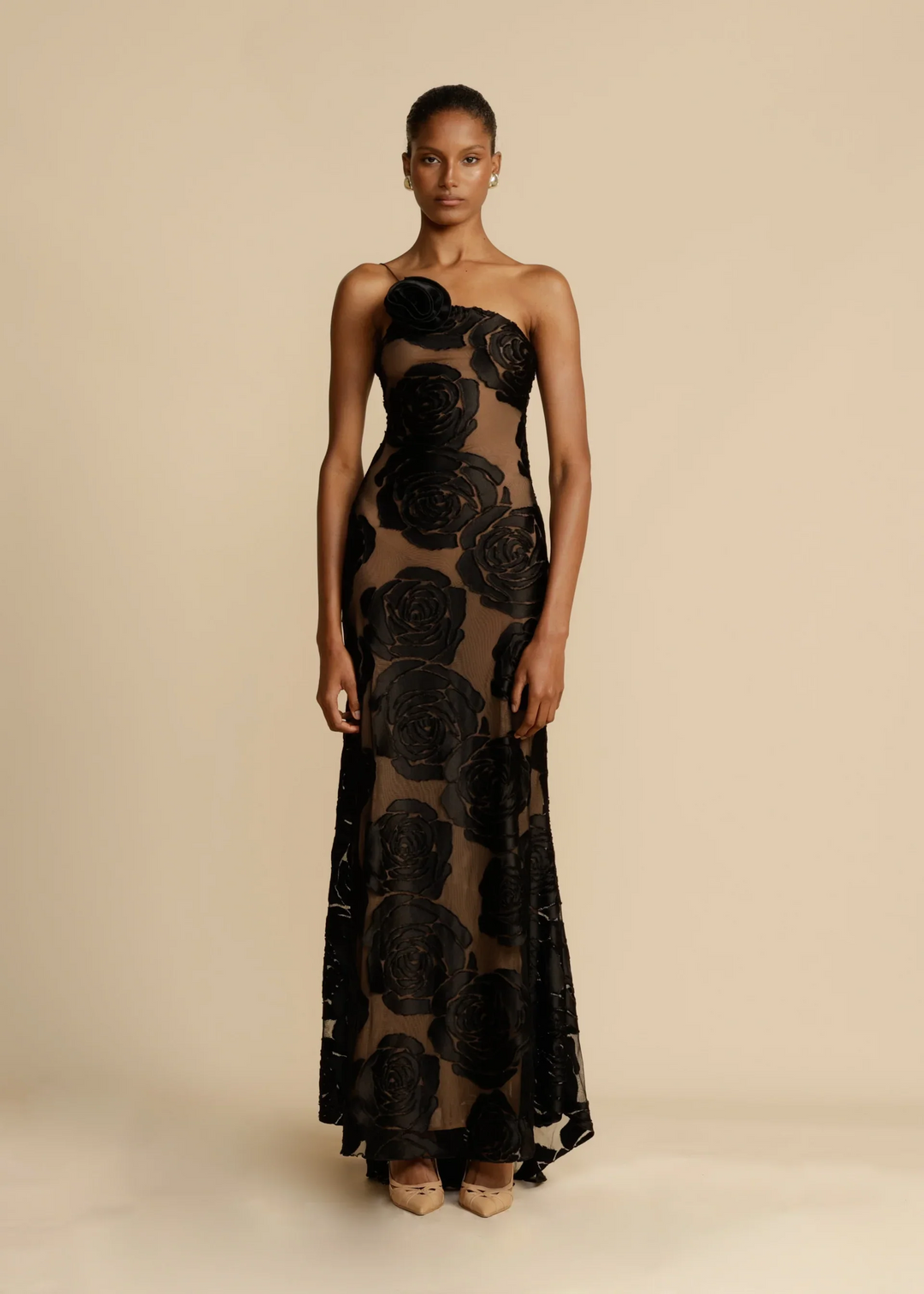 Elise Cromwell | Velvet Rose Maxi Evening Dress For Women
