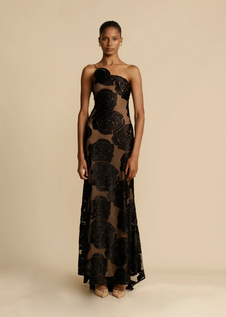 Elise Cromwell | Velvet Rose Maxi Evening Dress For Women
