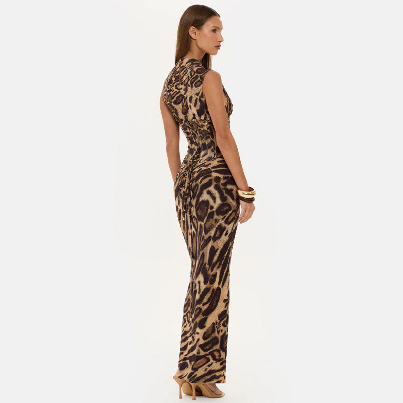 Tara Hughes | Leopard Print Bodycon Maxi Dress For Women
