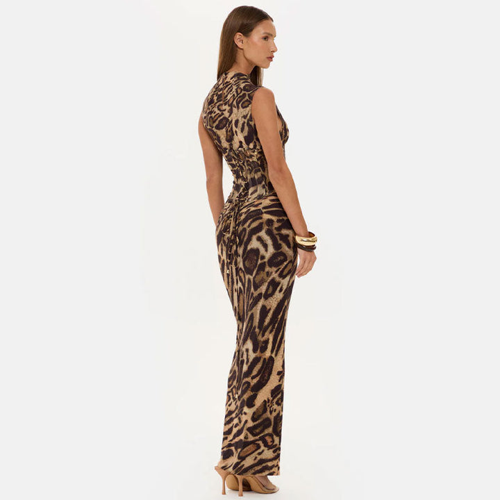 Tara Hughes | Leopard Print Bodycon Maxi Dress For Women