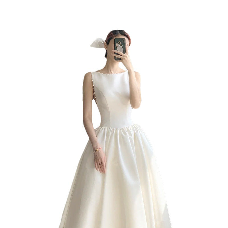Isla Campbell | Minimalist White Midi Dress For Women
