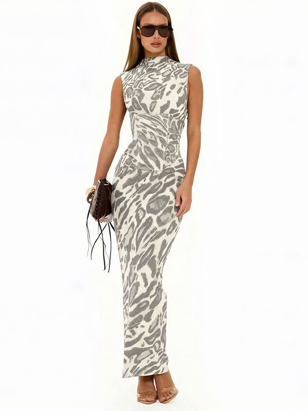 Tara Hughes | Leopard Print Bodycon Maxi Dress For Women