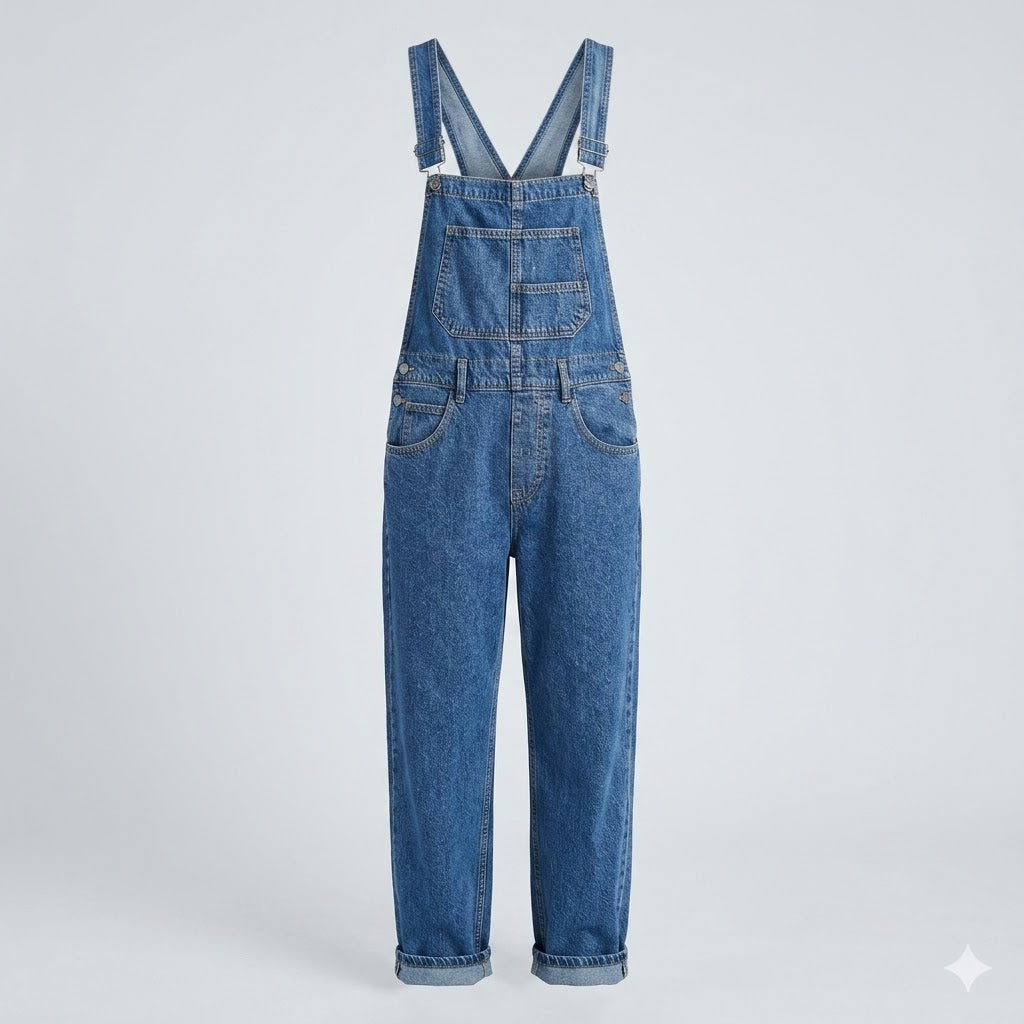 Amélie Laurent | Denim Utility Overalls with Relaxed Fit Comfort For Women