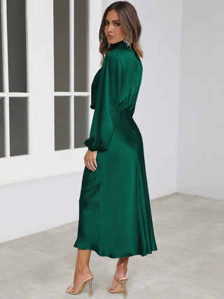 Ruby Anderson | Satin High-Neck Midi Dress For Women