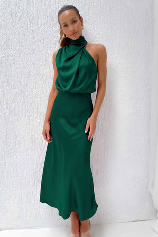 Isla Crompton | Satin Halter Midi Dress For Women