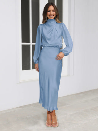 Ruby Anderson | Satin High-Neck Midi Dress For Women