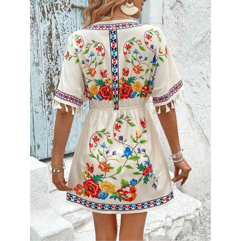 Isla Pemberton | Boho Floral Mini Dress For Women