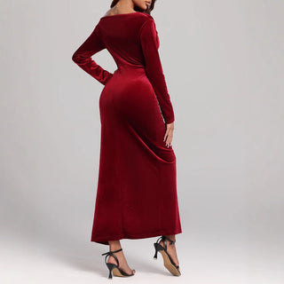 Charlotte Kelly | Velvet Slit Formal Maxi Dress For Women