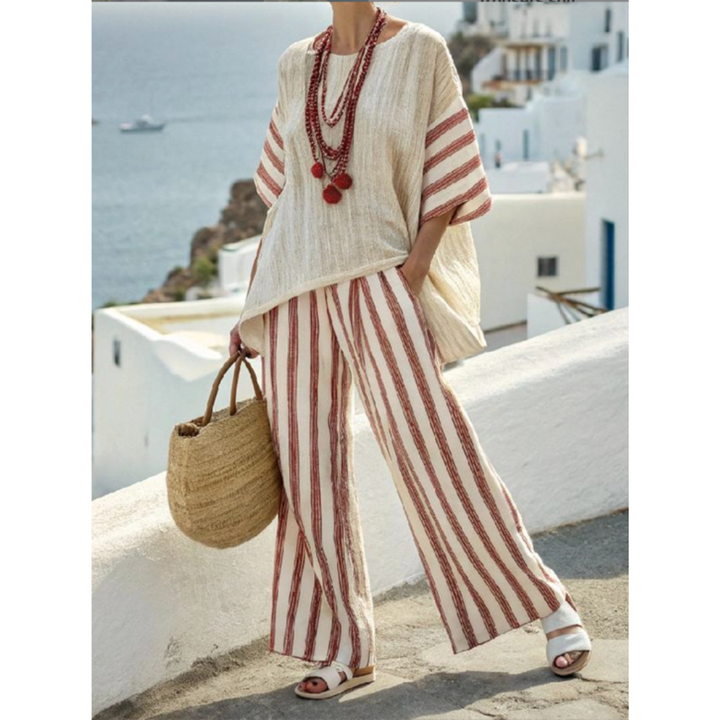 Lily Evans | Striped Linen Two-Piece Set For Women