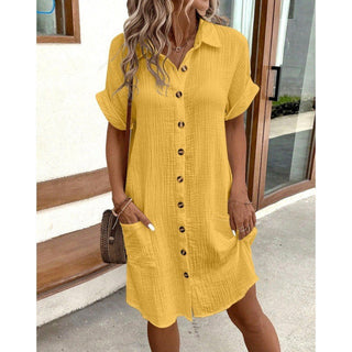 Emilia Weston | Cotton Linen Shirt Mini Dress For Women