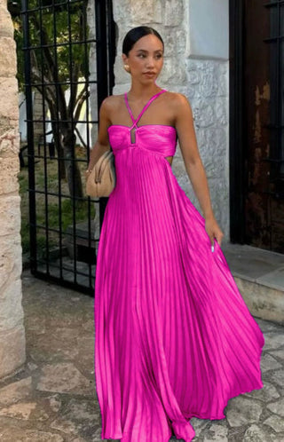 Lily Crompton | Pleated Halter Maxi Dress For Women