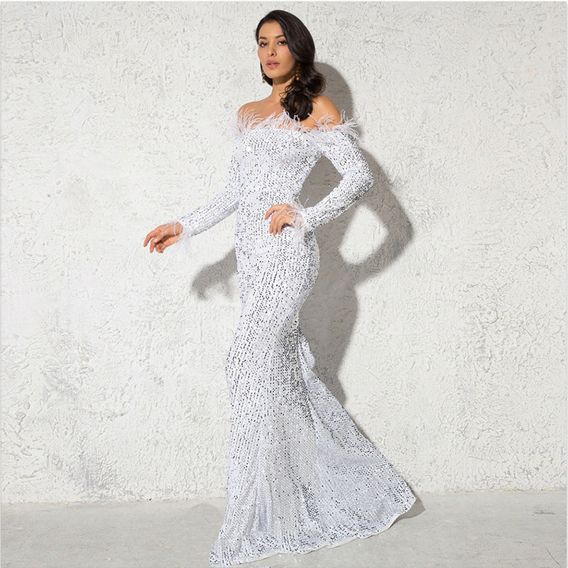 Amelia Sinclair | Off-Shoulder Sequin Mermaid Gown For Women