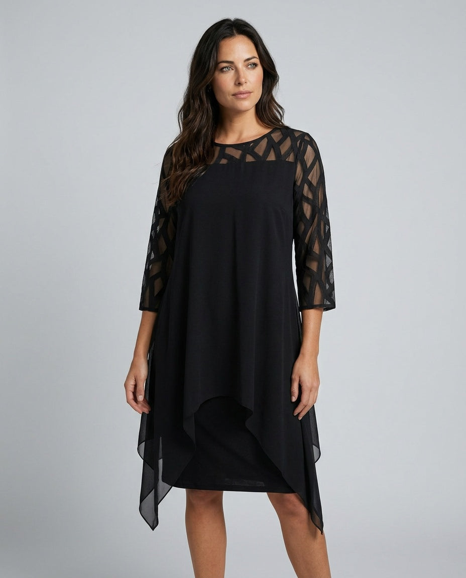 Ava Harrington | Mesh Sleeve Cape Mini Dress For Women