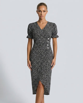Chloe Harrington | Floral Ruffle Sleeve Midi Dress For Women