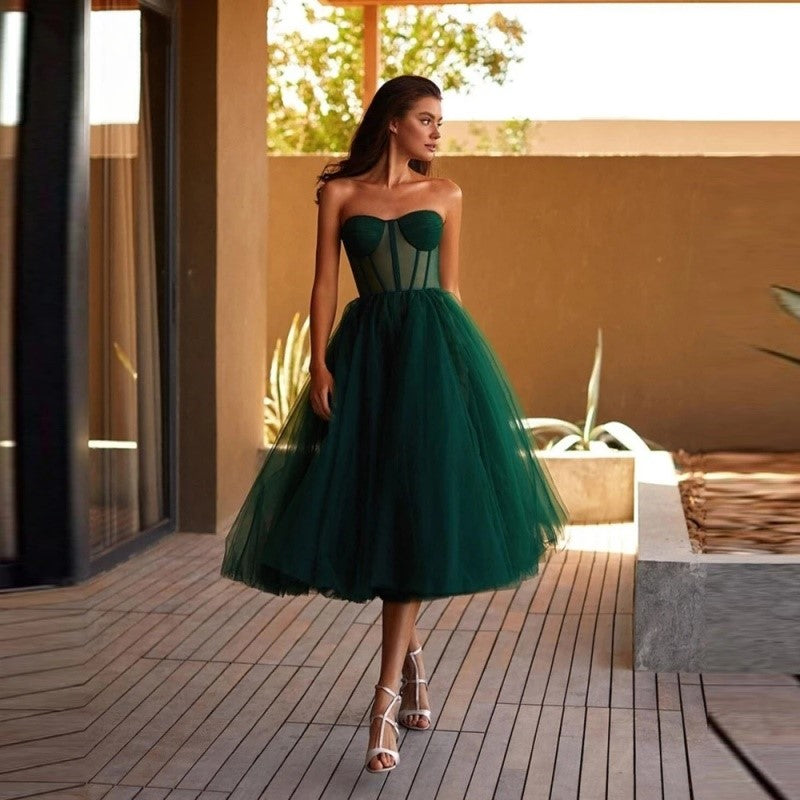 Isla Kelly | Strapless Tulle Midi Dress For Women