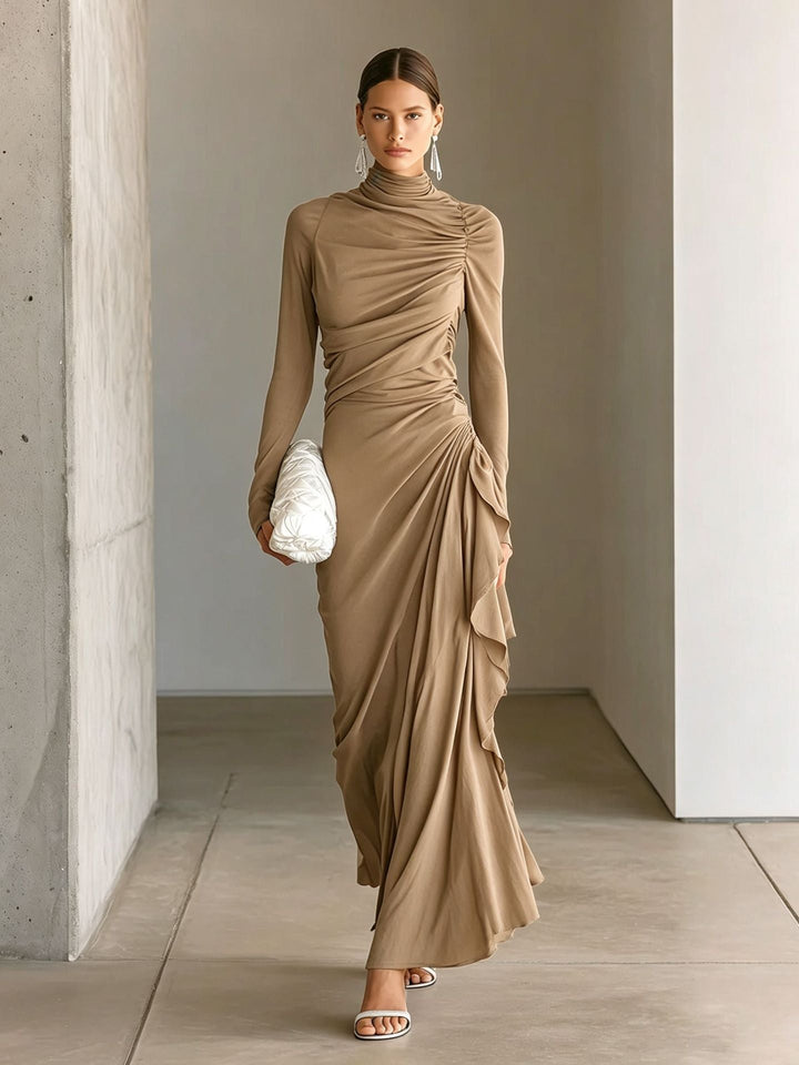 Imogen Wright | High-Neck Draped Maxi Dress For Women