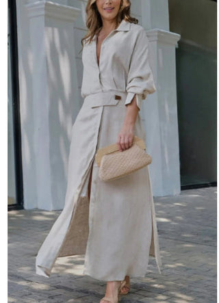Mia Williams | Tied Waist Shirt Maxi Dress For Women