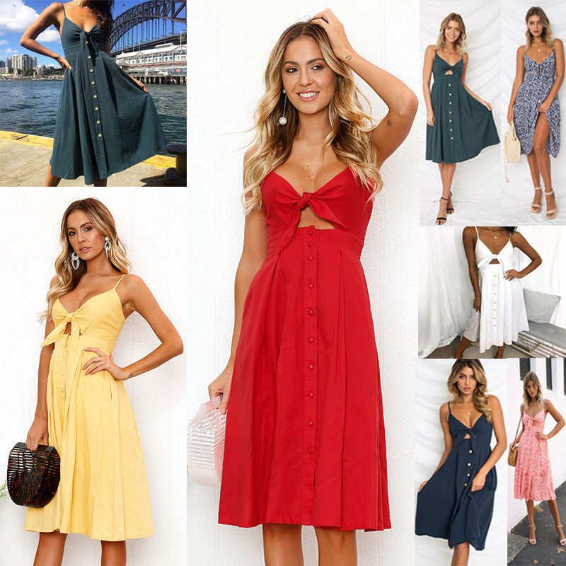 Brooke Stanton | Bow-Tie Midi Summer Dress For Women