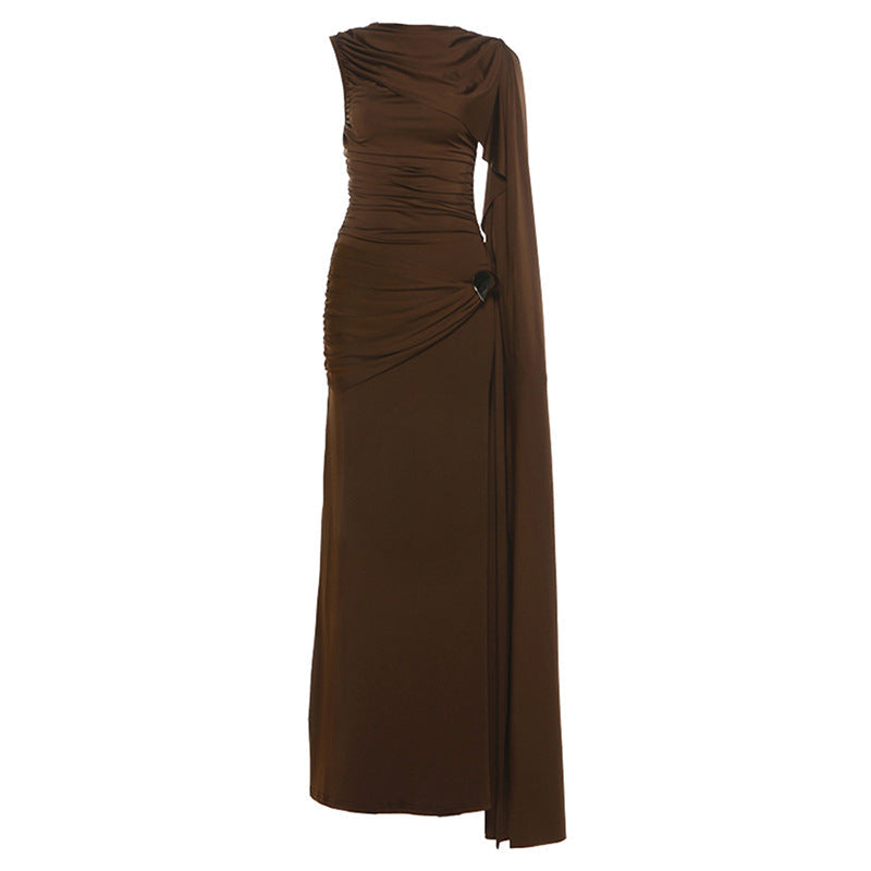 Willow Rowe | Draped Cape-Sleeve Maxi Dress For Women