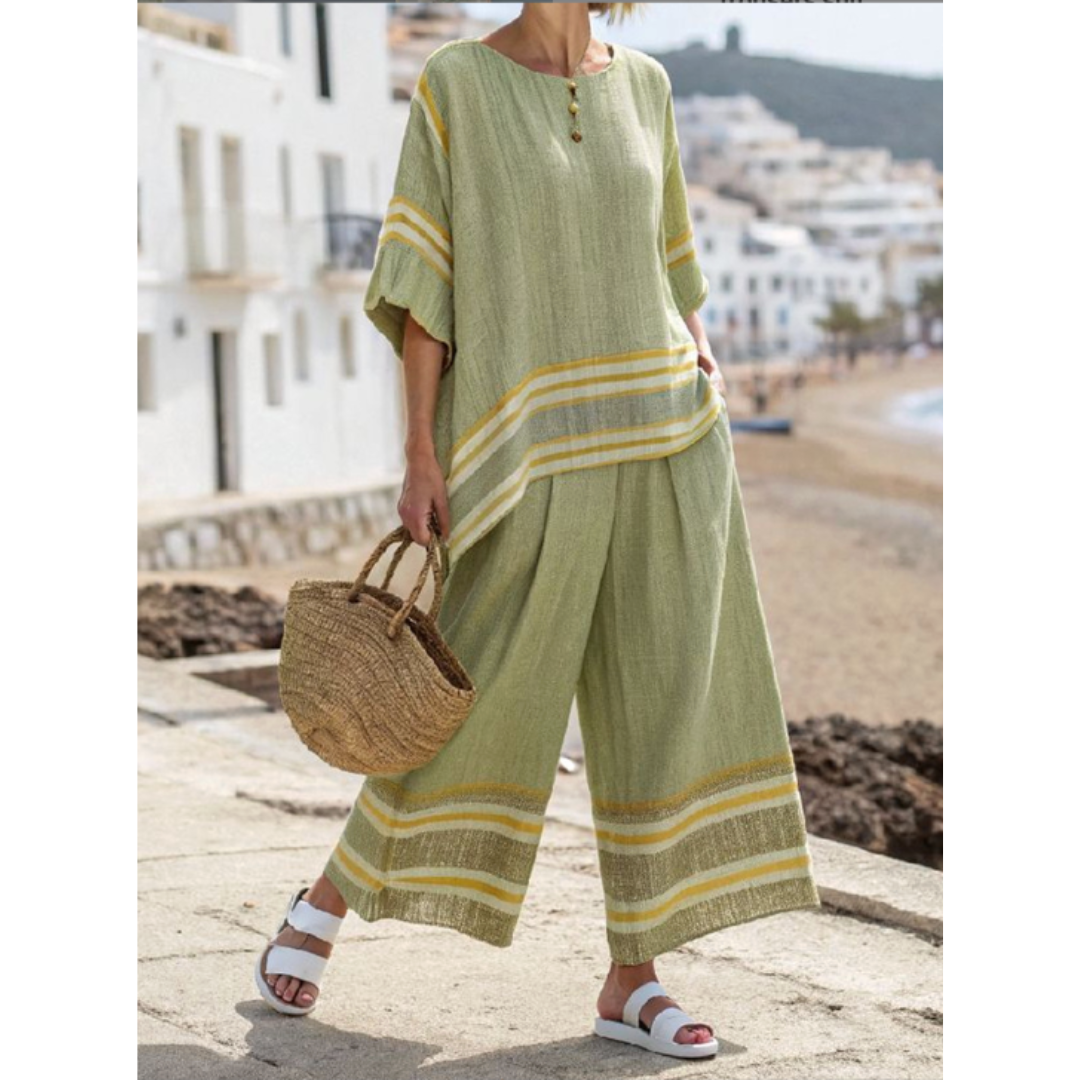 Charlotte Pearson | Striped Linen-Blend Two-Piece Set For Women