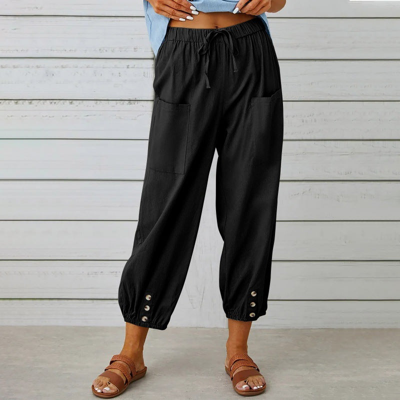 Lauren Cooper | Relaxed Drawstring Cropped Trousers For Women