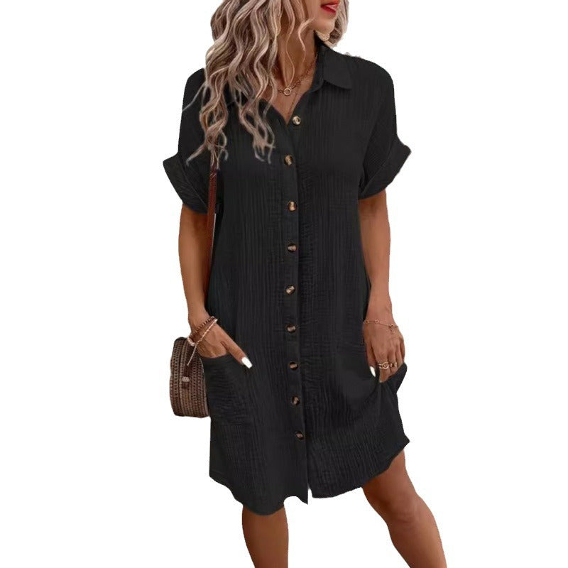 Emilia Weston | Cotton Linen Shirt Mini Dress For Women