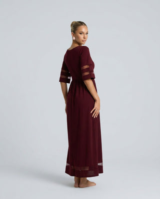Zoe Pemberton | Black Mesh Stripe Midi Dress For Women