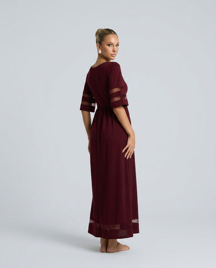 Zoe Pemberton | Black Mesh Stripe Midi Dress For Women