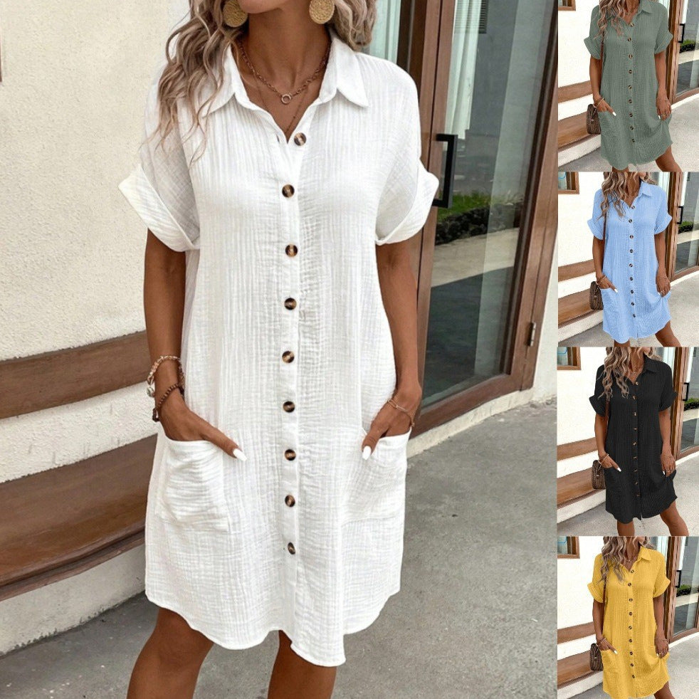 Emilia Weston | Cotton Linen Shirt Mini Dress For Women