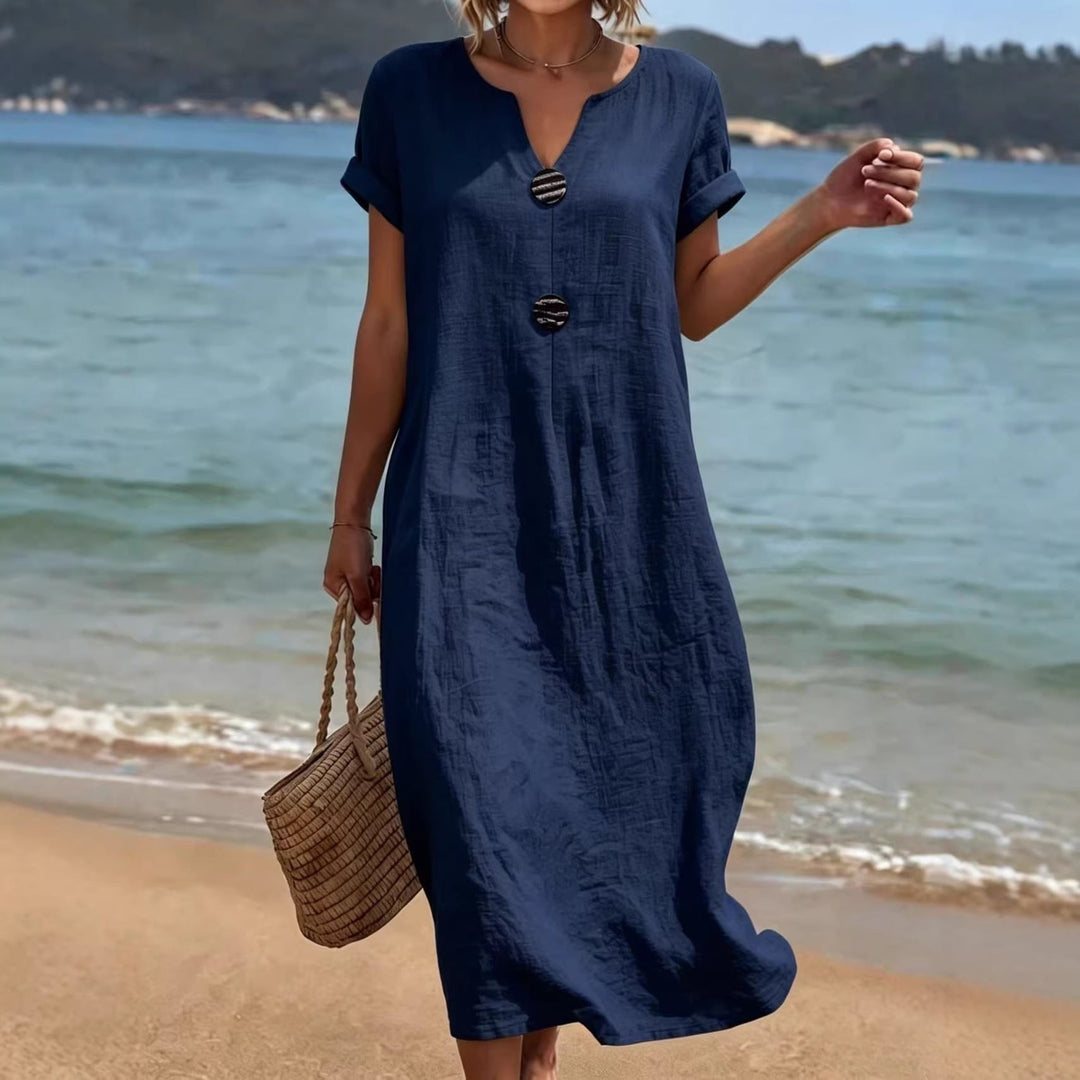 Mia Walker | Casual Cotton-Linen Midi Dress For Women