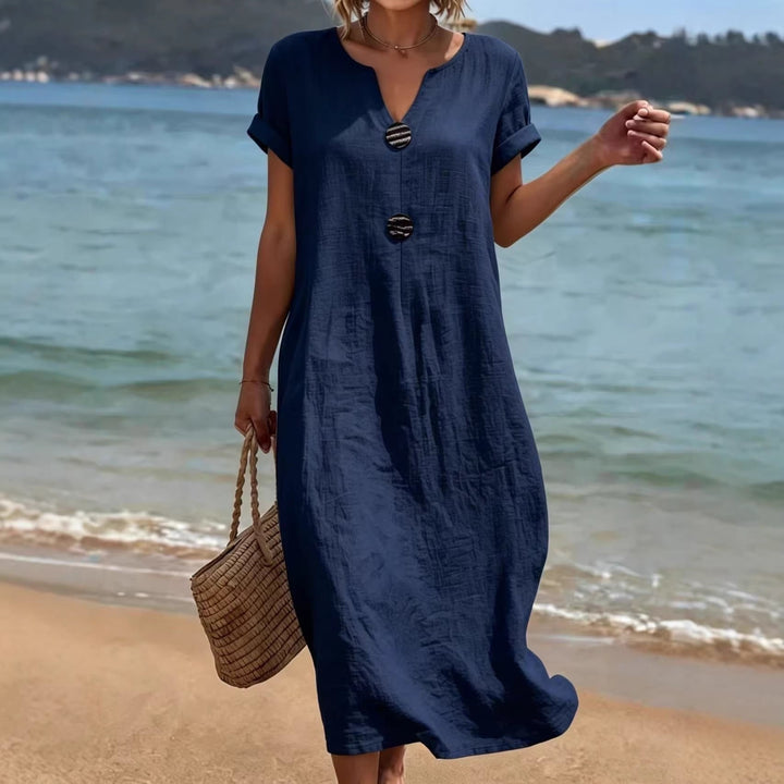 Mia Walker | Casual Cotton-Linen Midi Dress For Women