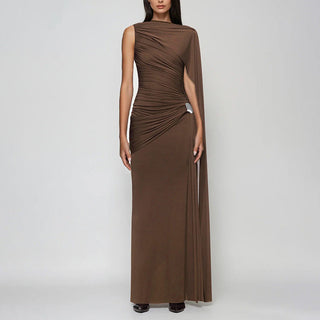 Willow Rowe | Draped Cape-Sleeve Maxi Dress For Women