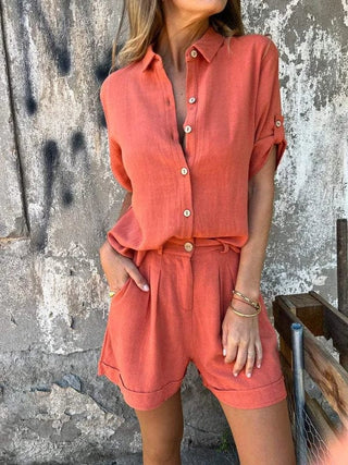 Brooke Henley | Linen Shorts & Shirt Set For Women