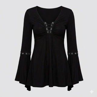Chloe Moreau | Lace-Up Flare Sleeve Blouse For Women