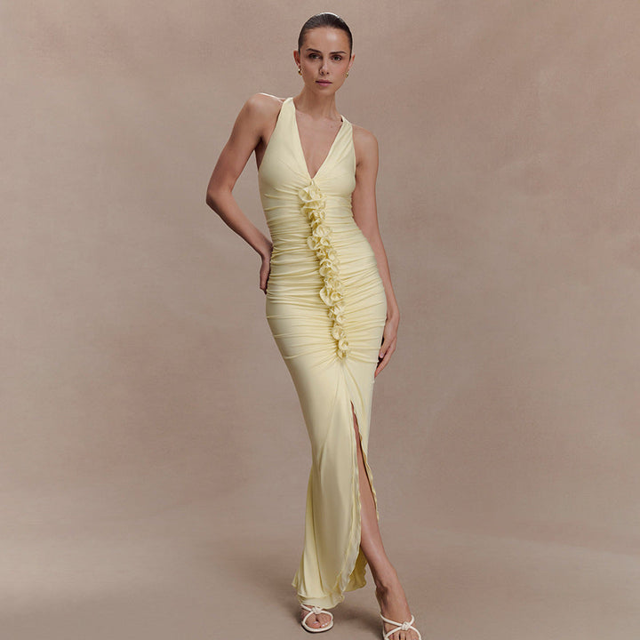 Grace Wilson | Ruched V-Neck Maxi Dress For Women