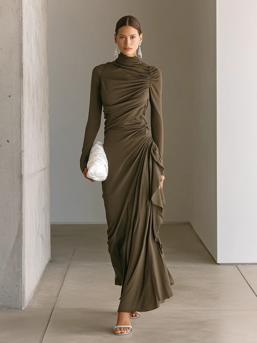 Imogen Wright | High-Neck Draped Maxi Dress For Women