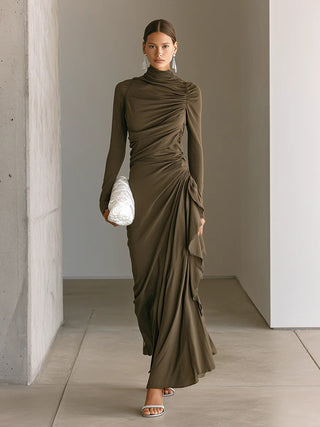 Imogen Wright | High-Neck Draped Maxi Dress For Women