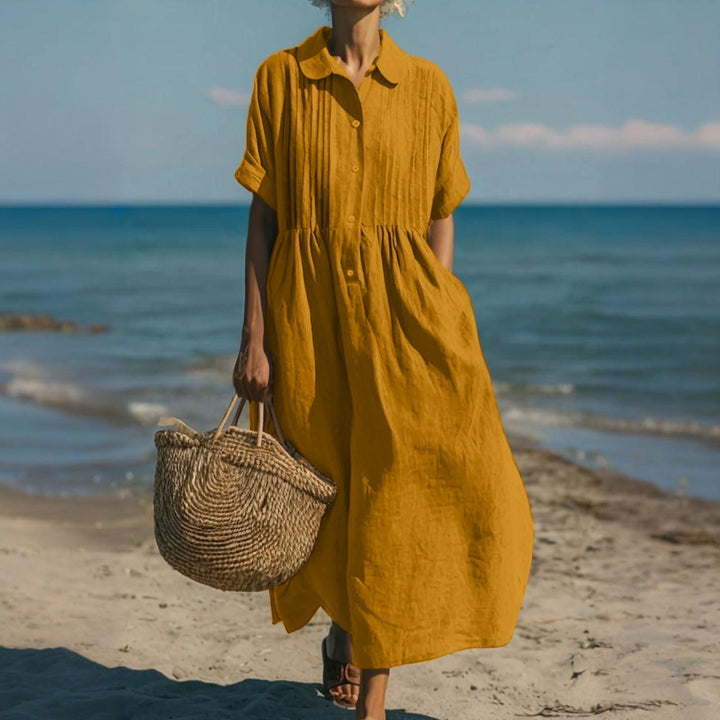 Harper Sutton | Pintuck Linen Maxi Shirt Dress For Women